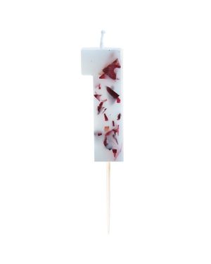 Pressed Petal Number 1 Candle - 9cm