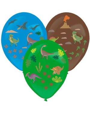 Dinosaur Balloons with Stickers set - 14&quot; Latex (3pk)