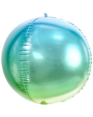 Blue &amp; Green Ombre Foil Balloon Ball - 14&quot;