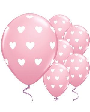 Big Pink Hearts Valentine&#039;s Balloons - 11&quot; Latex (6pk)
