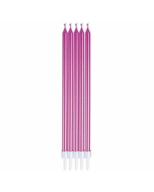 Metallic Pink Tall Candles - 16cm (10pk)