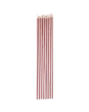 Rose Gold Tall Candles - 16cm (10pk)