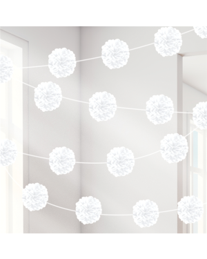 White Pom Pom Garland - 3.7m (2pk)