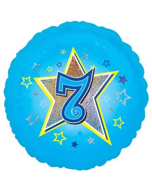 Age 7 Blue Stars Balloon - 18&quot; Foil