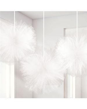 Fluffy White Tulle Decoration (3pk)