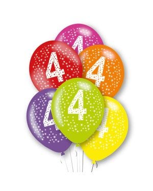 Age 4 Latex Balloons - 11&quot; (6pk)