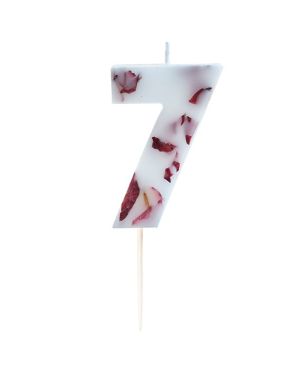 Pressed Petal Number 7 Candle - 9cm