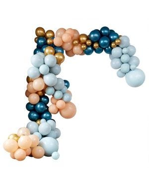 Teal &amp; Gold Chrome Large Balloon Arch DIY Kit - 200 Balloons