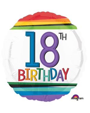 18th Birthday Rainbow Balloon - 18&quot; Foil