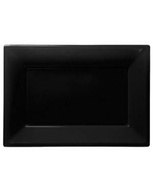 Black Plastic Serving Platters - 23cm x 32cm (3pk)