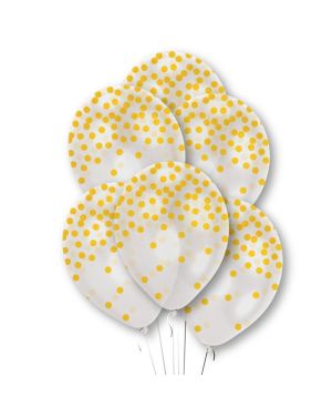 Gold Confetti Printed Latex Balloons - 11&quot; (6pk)