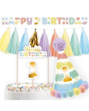 Pastel Rainbow 1st Birthday Party Pack (4pk)