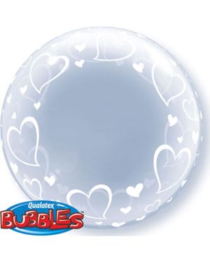 Valentines Heart Design Clear Bubble Balloon - 24&quot;