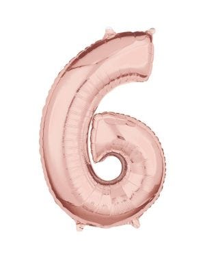 Rose Gold Number 6 Balloon - 26&quot; Foil
