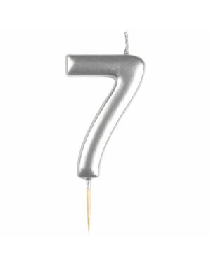 Number 7 Silver Candle
