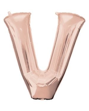 Rose Gold Letter V Balloon - 34 Foil