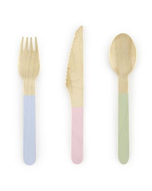 Pastel Mix Wooden Cutlery Set - 18pk (18pk)
