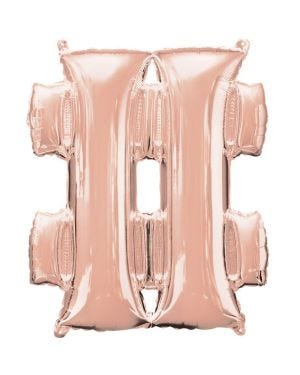 Rose Gold Hashtag Air Filled Balloon - 16&quot; Foil
