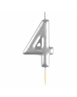 Number 4 Silver Candle