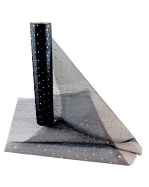 Black Glitter Dot Organza Sheer Roll - 10m