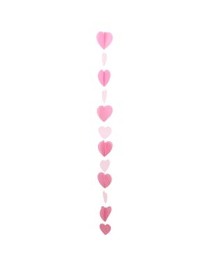 Pink Paper Heart Balloon Tail - 1.2m