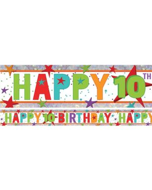 Multi Coloured &#039;Happy 10th Birthday&#039; Holographic Foil Banner - 2.7m