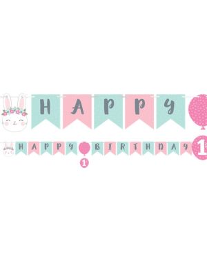 Birthday Bunny Ribbon Banner with Sticker Attachments - 1.8m