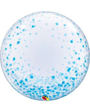 Blue Confetti Printed Bubble Balloon - 24&quot;