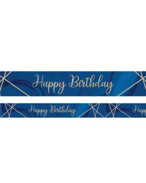 Navy &amp; Gold Geode &#039;Happy Birthday&#039; Foil Banner - 2.74m