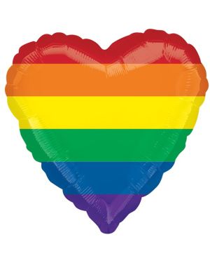 Rainbow Stripes Heart Balloon - 18&quot; Foil
