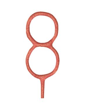 Rose Gold Sparkler Number 8 Candle - 17.8cm
