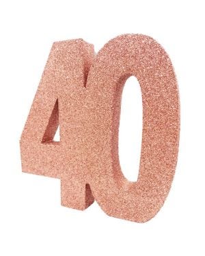 Age 40 Rose Gold Glitter Table Decoration