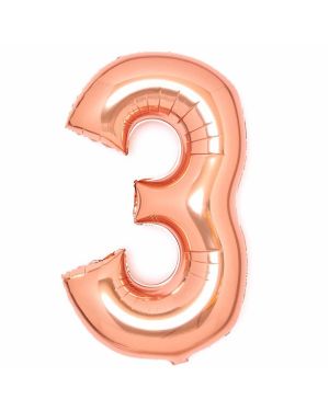 Number 3 Rose Copper Foil Balloon - 34&quot;