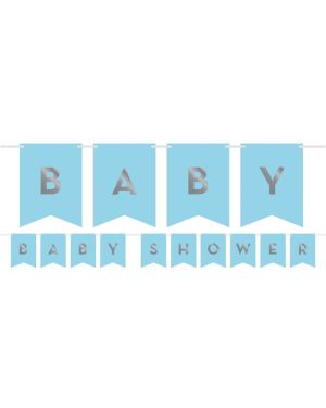 Blue &amp; Silver Customisable Ribbon Banner with Stickers - 1.7m