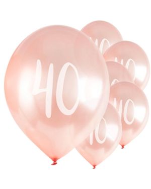 Rose Gold 40th Milestone Balloons - 12&quot; Latex (5pk)