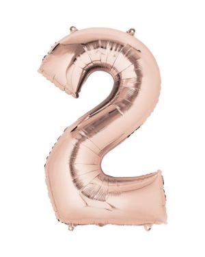 Number 2 Rose Gold Foil Balloon - 34&quot;