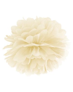 Cream Pom Pom Decoration - 35cm