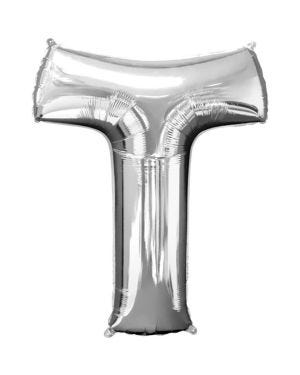 Silver Letter T Balloon - 34&quot; Foil