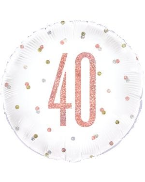 Rose Gold Glitz Number 40th Birthday Balloon - 18&quot; Foil