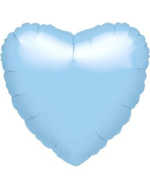 Metallic Pearl Pastel Blue Heart Balloon - 18&#039;&#039; Foil -unpackaged