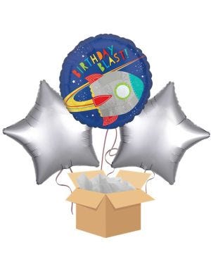 Space Birthday Blast Balloon Bouquet - Delivered Inflated