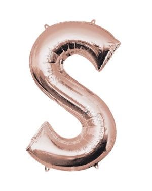 Rose Gold Letter S Air Filled Balloon - 16&quot; Foil