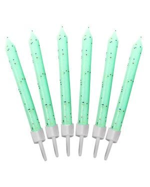 Mint Green Glitter Candles (12pk)