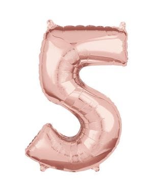 Rose Gold Number 5 Balloon - 26&quot; Foil