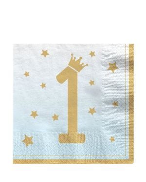 1st Birthday Blue Paper Napkins - 33cm (16pk)