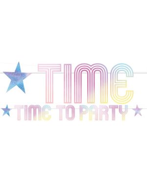 Girls Rule &#039;Time To Party&#039; Iridescent Letter Banner 2.8m