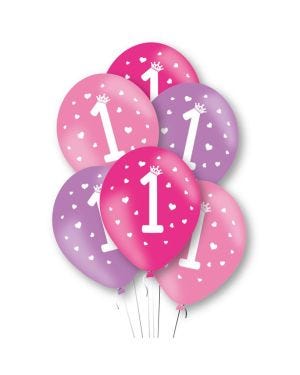 1st Birthday Pink Latex Balloons - 11&quot; (6pk)