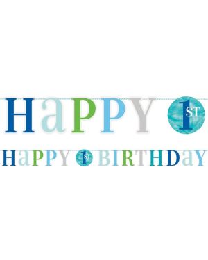 Blue Dots 1st Birthday Banner - 1.8m