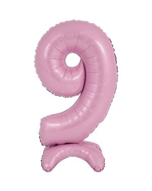 Number 9 Standing Pastel Pink Balloon - 25&quot; Foil