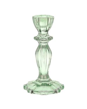 Green Glass Candle Holder - 16cm